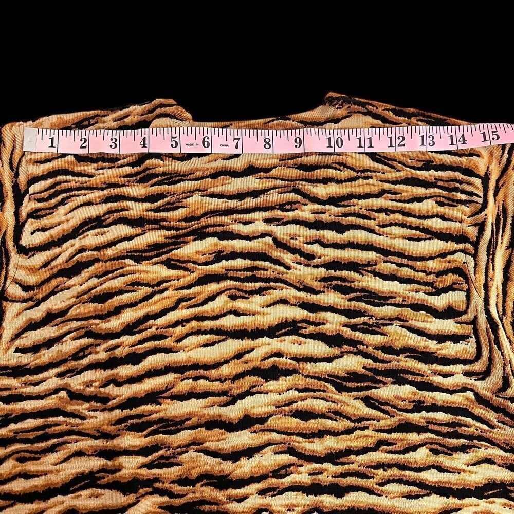 SILX‎ by August Silk Short Cardigan Silk Blend Animal Print Sweater - Picture 8 of 13